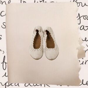 leather scalloped accent ballet flats